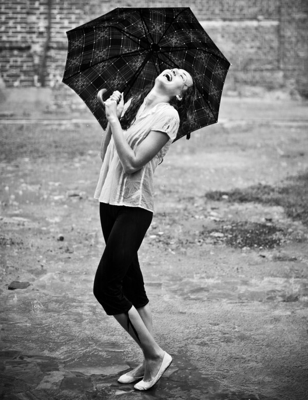 打雨伞时尚美女图片