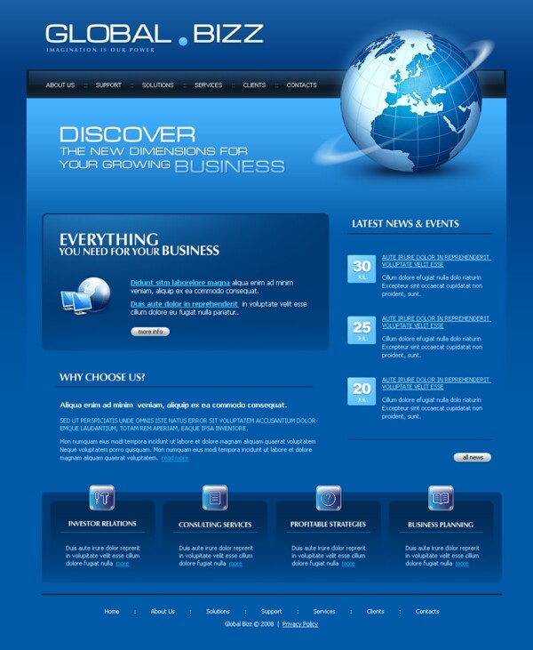 欧美商业公司网页模板图片