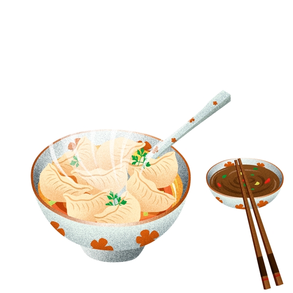 一碗美味的饺子手绘设计