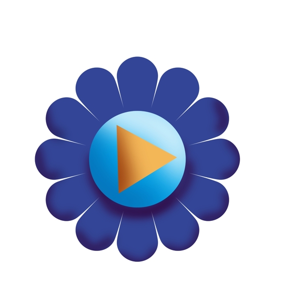 蓝色花朵按钮插画