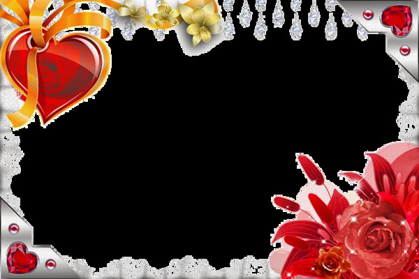 红花爱情主题边框免抠png透明图层素材