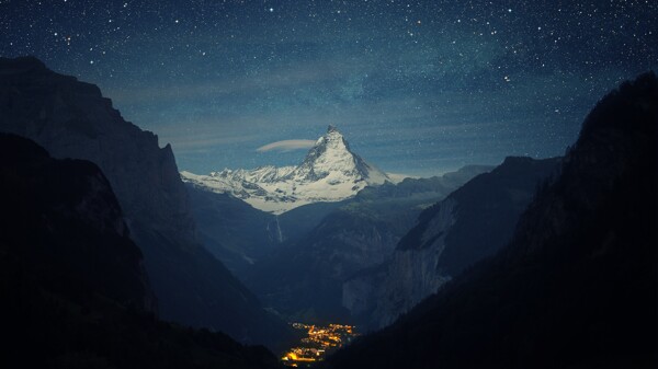 山峰夜景图片