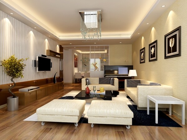 现代客厅模型免费下载沙发茶几室内设计