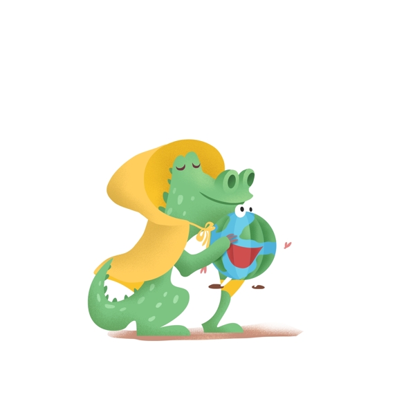 清新可爱拿着地球的小鳄鱼