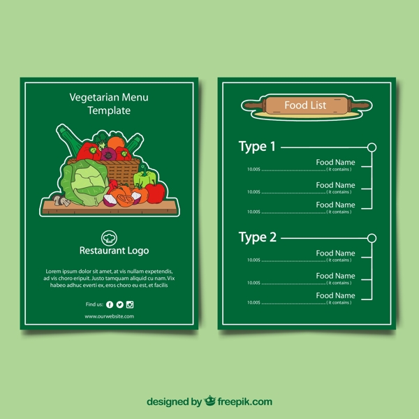 绿色果蔬菜单模板