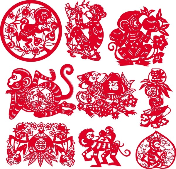 猴年传统艺术剪纸图片
