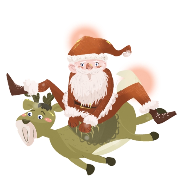 骑着驯鹿的圣诞老人卡通设计