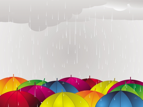 卡通彩色雨伞背景