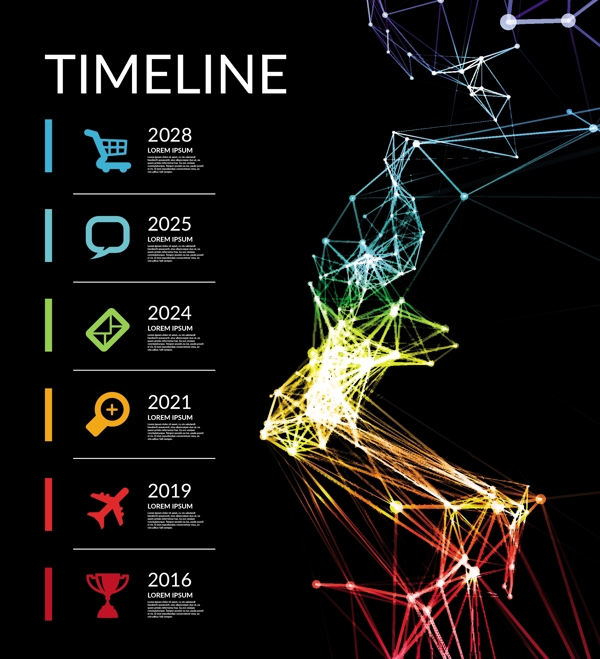 闪亮光线时间轴信息图表矢量素材下载