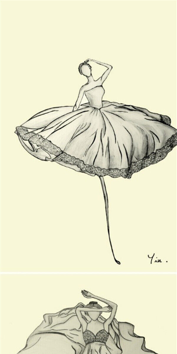 抹胸芭蕾舞裙设计图