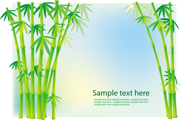 绿色诗意竹子植物小草矢量素材