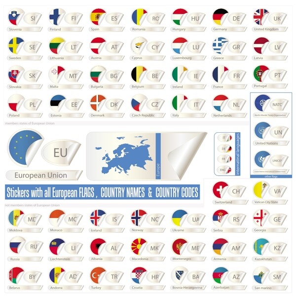 欧洲国家国旗的标签