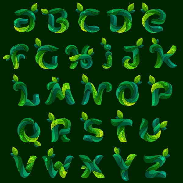 绿色树叶字母