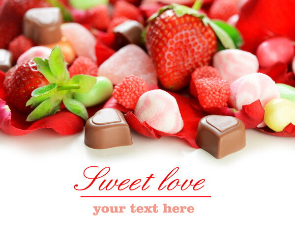 可爱爱心巧克力与草莓图片