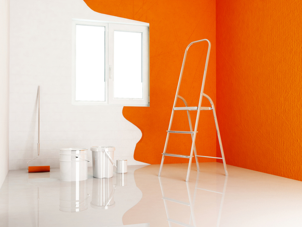 粉刷橙色墙壁