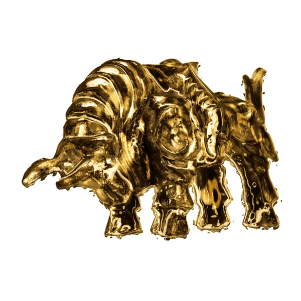 黄金元素强壮质感金牛雕像贴图