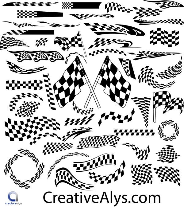 50创意风格的赛车的旗帜标志设计