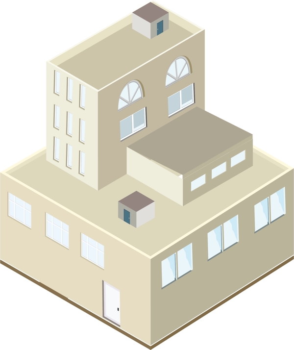 2.5D白色房屋建筑简单设计AI素材