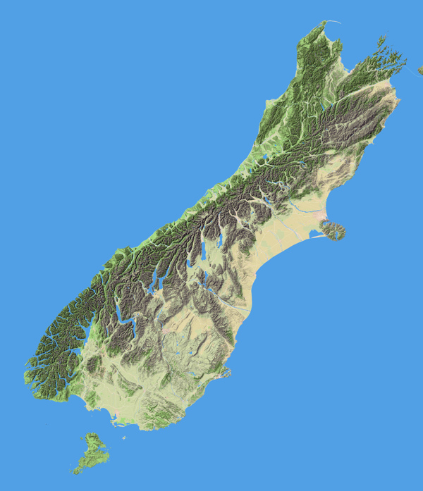 新西兰南岛地形图