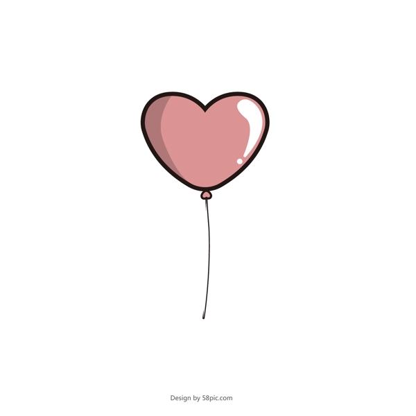 可爱矢量爱心粉色气球