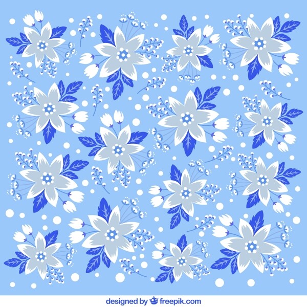 蓝色花朵无缝背景