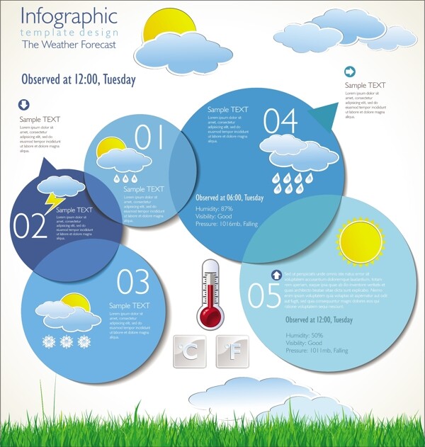 创意气象信息标签矢量素材1