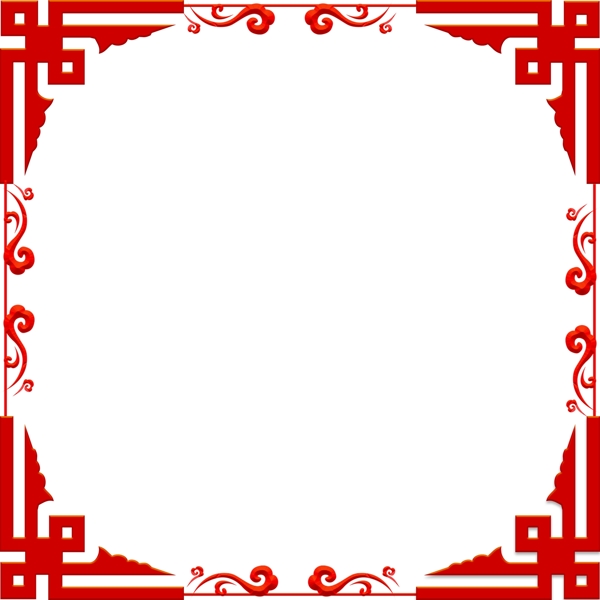 边框红色原创商用中国风窗格花边