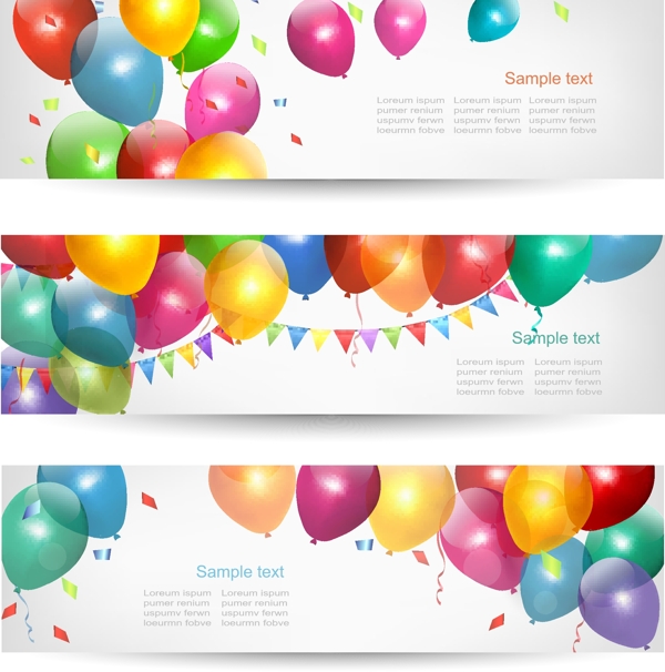 彩色气球装饰横幅矢量素材图片