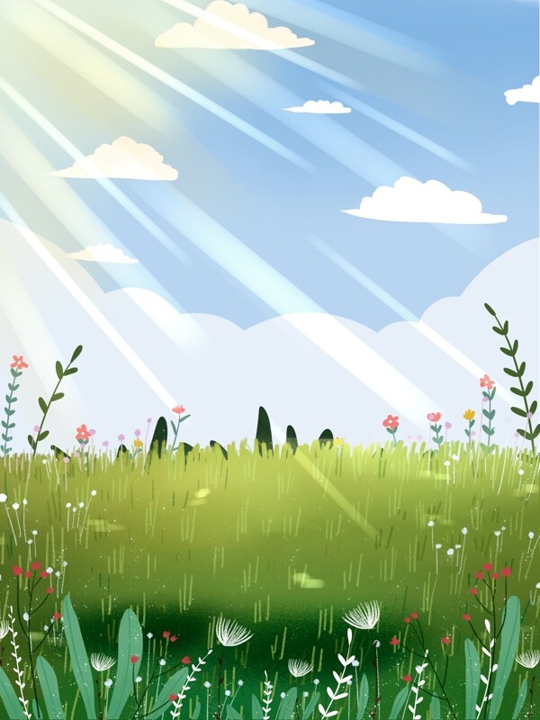 春季阳光草地背景设计
