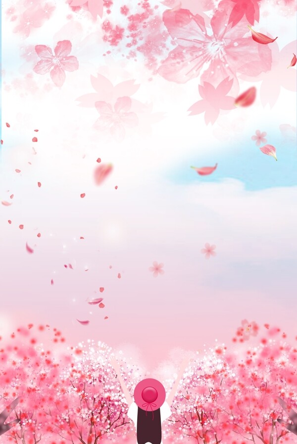 樱花季粉色浪漫背景合成