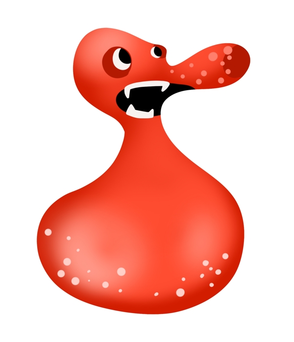 红色鸭子形细菌插画