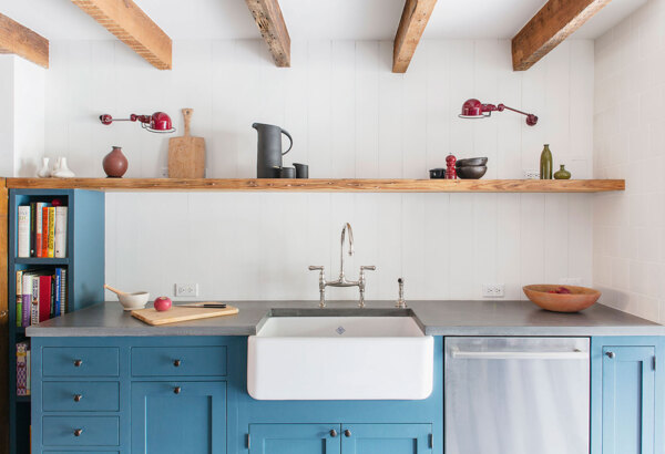 简约厨房蓝色橱柜装修效果图