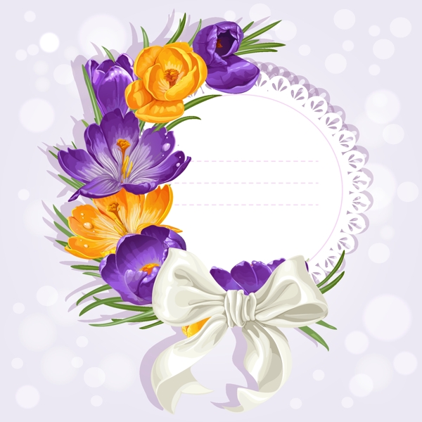 紫色的花蝴蝶结矢量卡04