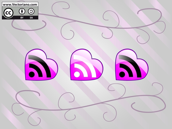 平滑的粉红色的RSS按钮矢量的心