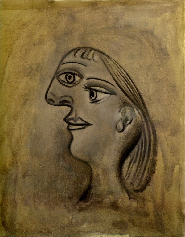 1938T鍧眅defemmeProfilgauche西班牙画家巴勃罗毕加索抽象油画人物人体油画装饰画