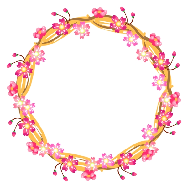 唯美的粉色樱花花环