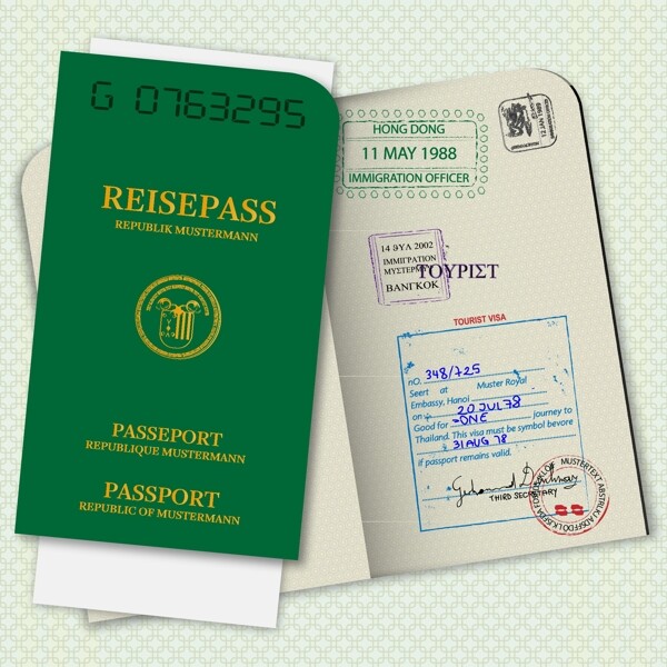 护照模板向量