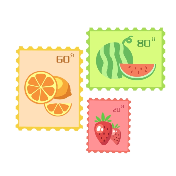 可爱水果邮票