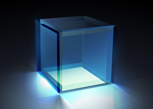 立方体光效蓝色方块盒子