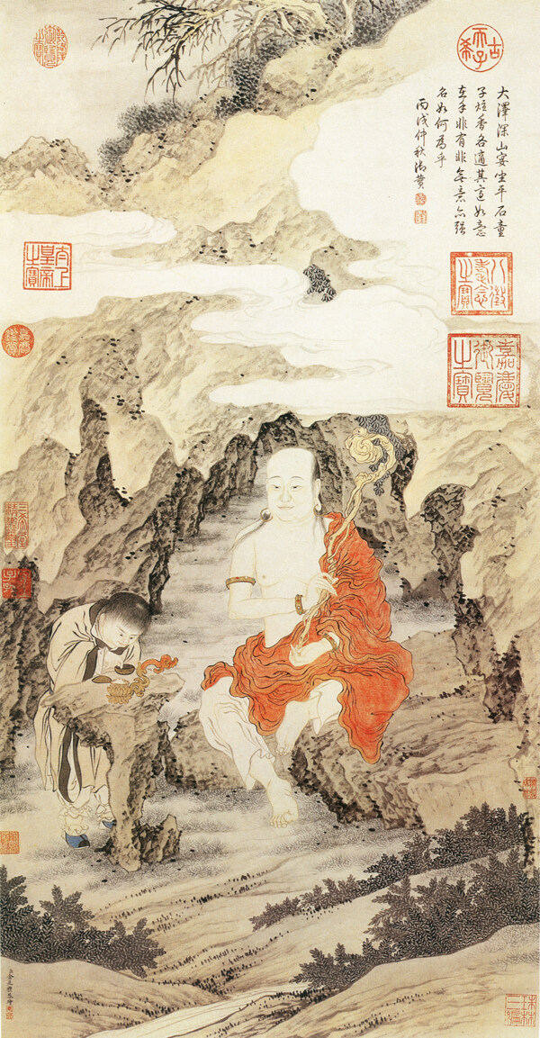 小桥流水人家古代人物民间人物人物壁画中国文化人物画像中国风中华艺术绘画