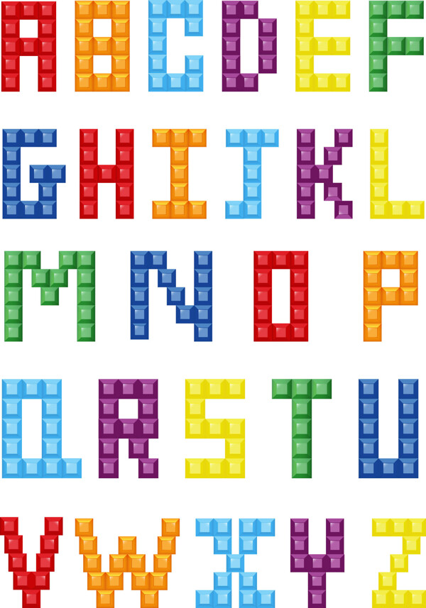 方块创意字母矢量素材