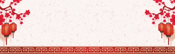 中式灯笼花朵banner背景设计
