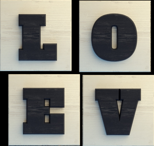 黑色LOVE字母元素设计