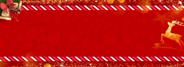 圣诞节红色喜庆圣诞鹿banner背景