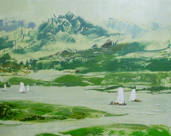 33057风景建筑田园植物水景田园印象画派写实主义油画装饰画