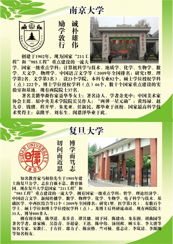 复旦大学南京大学校徽校训