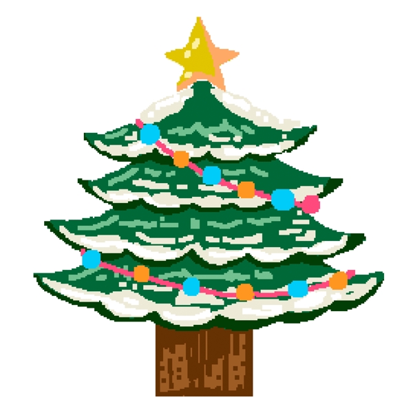 手绘扁平圣诞树原创元素