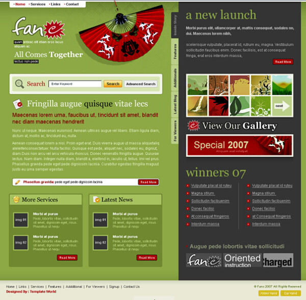 绿色有趣网页psd模板