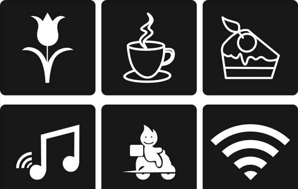 无线外卖音乐咖啡花标志