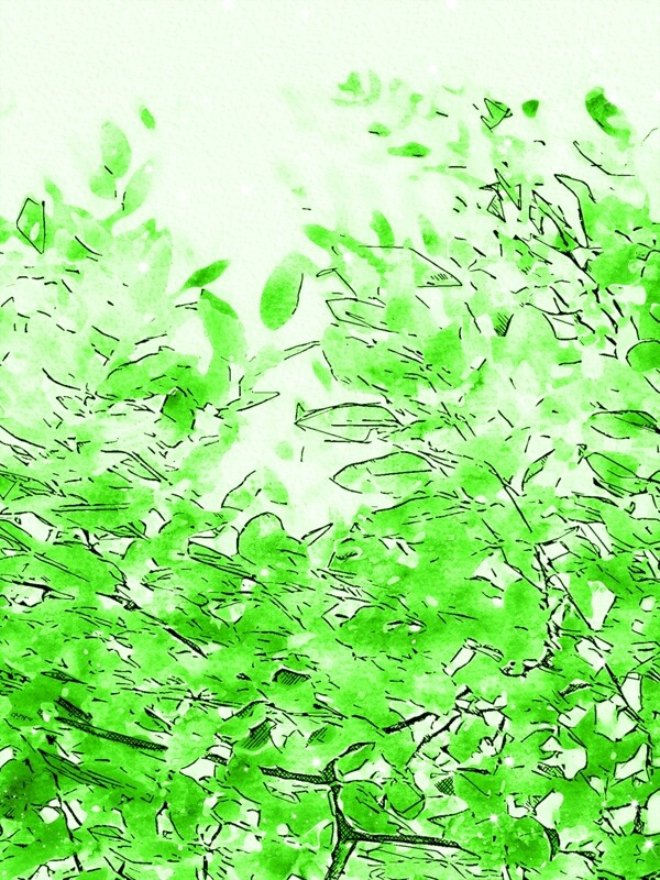 小清新简约风格手绘绿色叶子原创背景